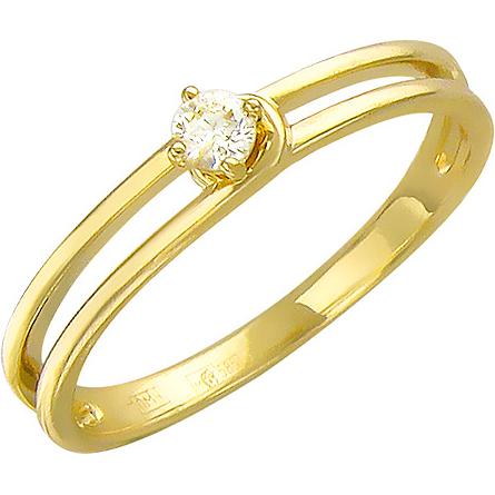 Кольцо с бриллиантом из желтого золота (арт. 421022)