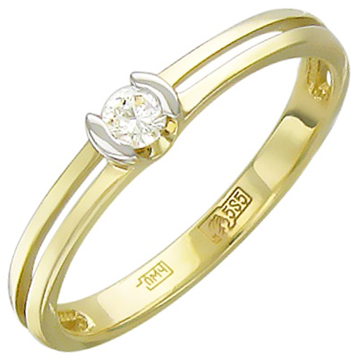 Кольцо с бриллиантом из желтого золота (арт. 421023)