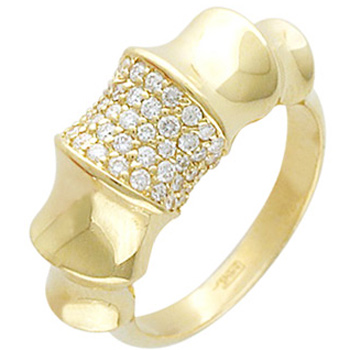 Кольцо с бриллиантами из желтого золота 750 пробы (арт. 421035)