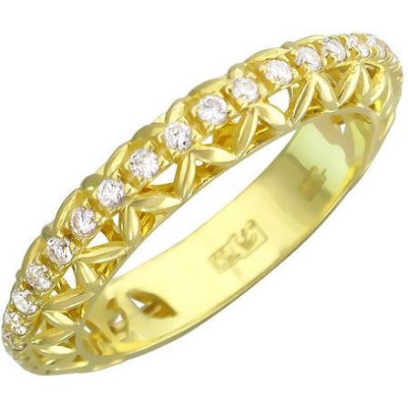 Кольцо с бриллиантами из желтого золота 750 пробы (арт. 421375)