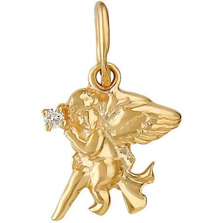 Подвеска Ангел с бриллиантом из красного золота (арт. 421395)