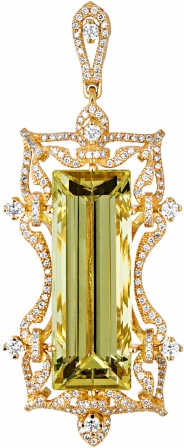 Подвеска с бриллиантами, бериллом из желтого золота 750 пробы (арт. 421424)