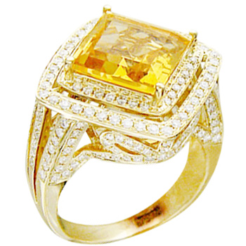 Кольцо с бриллиантами, цитрином из желтого золота (арт. 422092)