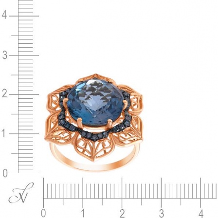 Кольцо с топазом и бриллиантами из жёлтого золота (арт. 704503)