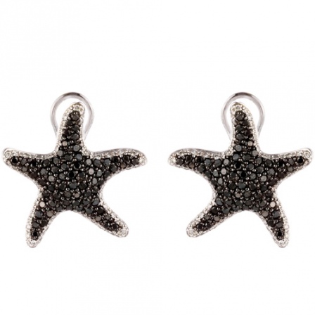Серьги Морские звезды с бриллиантами из белого золота (арт. 730087)