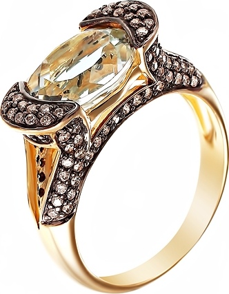 Кольцо с бриллиантами, аметистом из желтого золота (арт. 730553)