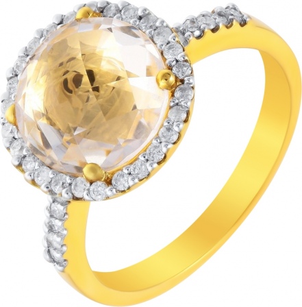 Кольцо с бриллиантами, кварцем из желтого золота 750 пробы (арт. 730554)