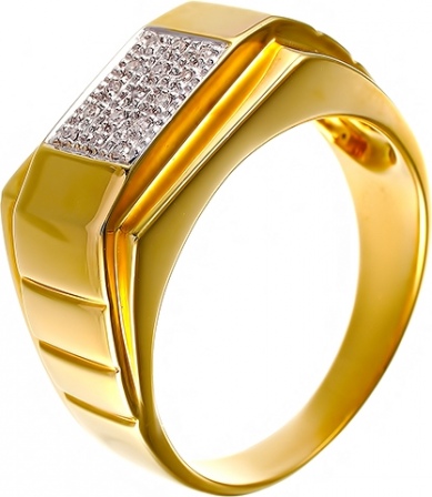 Кольцо с бриллиантами из желтого золота (арт. 730717)