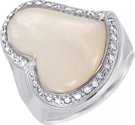 Кольцо Сердце с бриллиантами, перидотом из белого золота (арт. 732198)