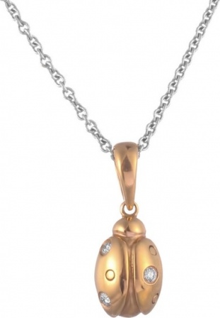Колье Божья коровка с бриллиантами из комбинированного золота (арт. 732234)