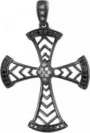 Крестик с бриллиантами из черного золота (арт. 732918)