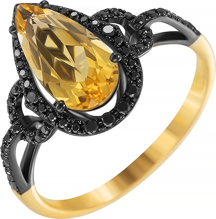 Кольцо с бриллиантами, цитрином из комбинированного золота (арт. 733508)