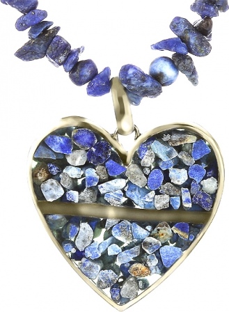 Колье Сердце с лазуритом из серебра (арт. 734139)