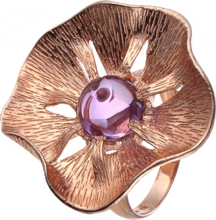 Кольцо с аметистом из серебра с позолотой (арт. 738106)