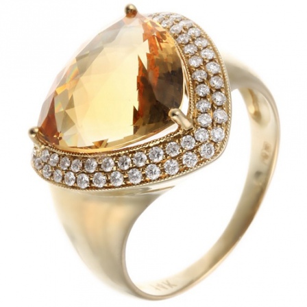 Кольцо с бриллиантами, цитрином из красного золота (арт. 739228)
