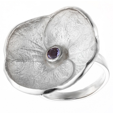 Кольцо Цветок с иолитом из серебра (арт. 739259)