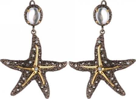 Серьги Морские звезды с топазами из серебра (арт. 741179)