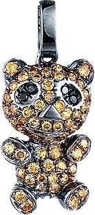 Подвеска Мишка с бриллиантами из черного золота (арт. 741483)
