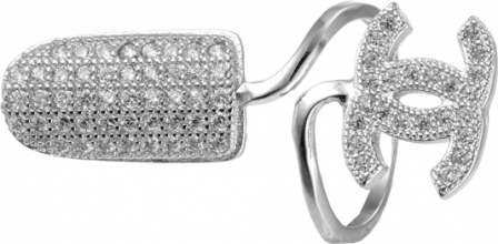 Кольцо с фианитами из серебра (арт. 742015)
