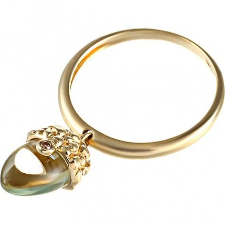 Кольцо с аметистом и бриллиантом из жёлтого золота (арт. 745004)