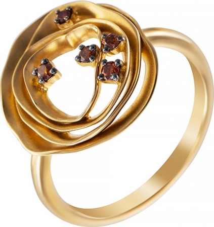 Кольцо с 5 бриллиантами из жёлтого золота (арт. 745079)