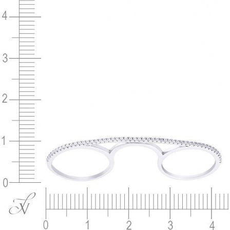 Кольцо на два пальца с фианитами из серебра (арт. 748174)