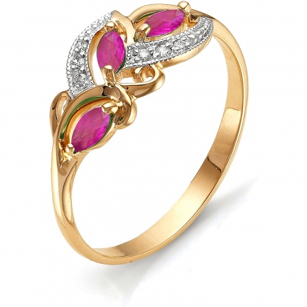Кольцо с бриллиантами, рубинами из красного золота (арт. 810187)