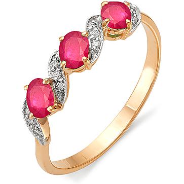 Кольцо с рубинами, бриллиантами из красного золота (арт. 810390)