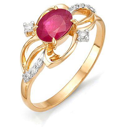 Кольцо с рубином, бриллиантами из красного золота (арт. 810447)