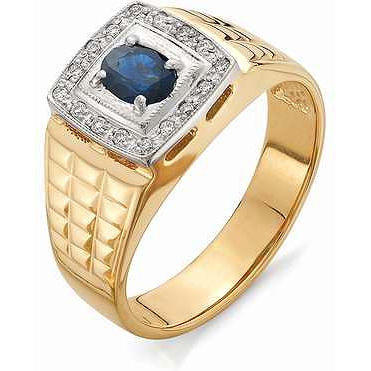 Кольцо с бриллиантами, сапфиром из красного золота (арт. 810453)