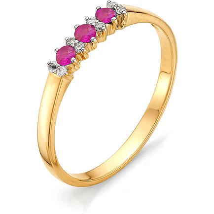 Кольцо с бриллиантами, рубинами из красного золота (арт. 810590)