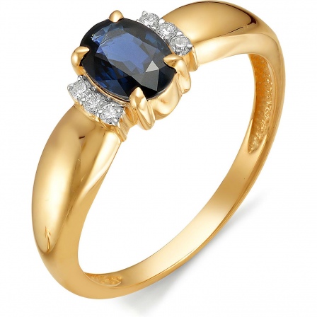 Кольцо с бриллиантами, сапфиром из красного золота (арт. 811056)