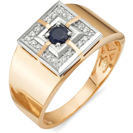 Кольцо с сапфиром, бриллиантами из красного золота (арт. 811469)