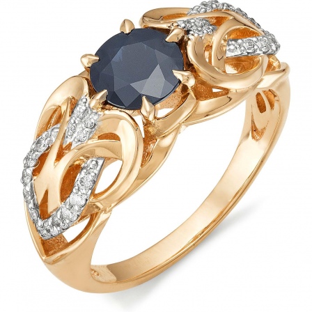 Кольцо с бриллиантами, сапфиром из красного золота (арт. 811475)