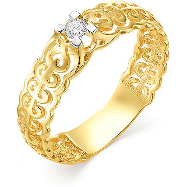 Кольцо с 1 бриллиантом из жёлтого золота (арт. 816283)