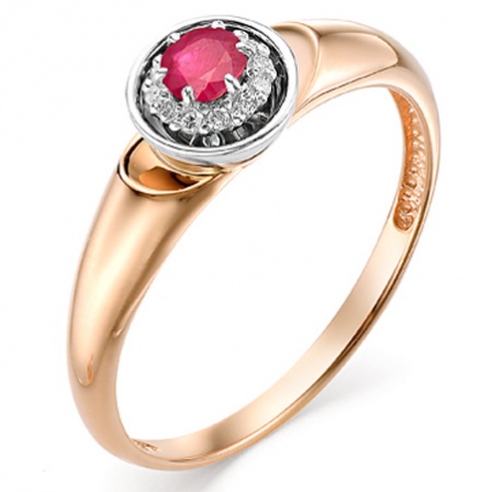 Кольцо с рубином и бриллиантами из красного золота (арт. 816566)
