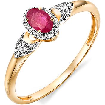Кольцо с рубином и бриллиантами из красного золота (арт. 816862)