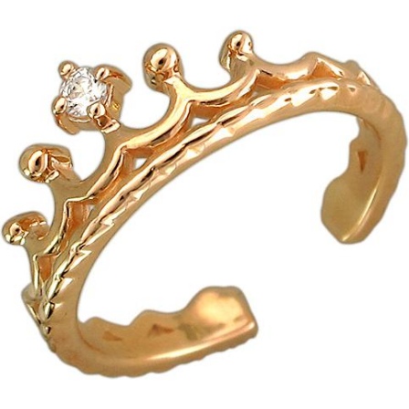 Кольцо Корона с фианитом из красного золота (арт. 823034)