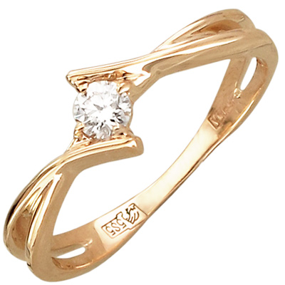Кольцо с бриллиантом из комбинированного золота (арт. 823303)
