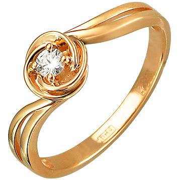 Кольцо с бриллиантом из красного золота (арт. 824738)