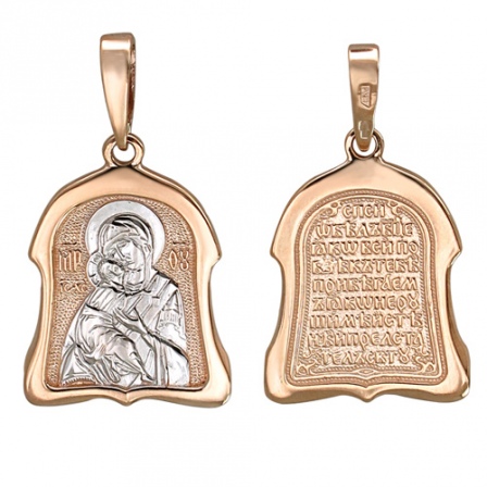 Подвеска-иконка "Богородица Владимирская" из красного золота (арт. 825859)