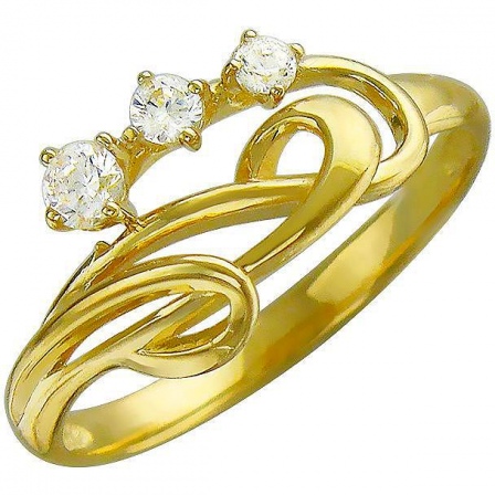 Кольцо с фианитами из желтого золота (арт. 826357)