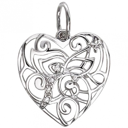 Подвеска Сердце с фианитами из серебра (арт. 826614)