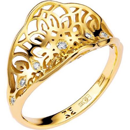 Кольцо с 7 бриллиантами из жёлтого золота (арт. 830473)
