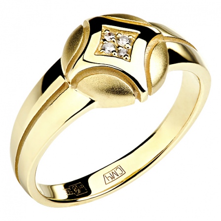 Кольцо с 4 бриллиантами из жёлтого золота (арт. 830479)