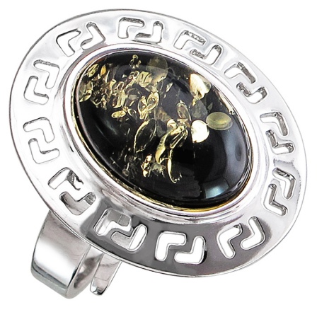 Кольцо с янтарем из серебра (арт. 830947)