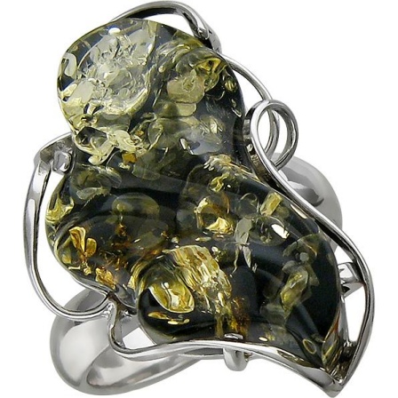 Кольцо с янтарем из серебра (арт. 831646)
