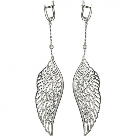 Серьги Крылья с фианитами из серебра (арт. 833698)