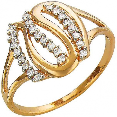 Кольцо с фианитами из красного золота (арт. 834276)