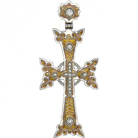 Крестик с 32 бриллиантами из комбинированного золота (арт. 835174)